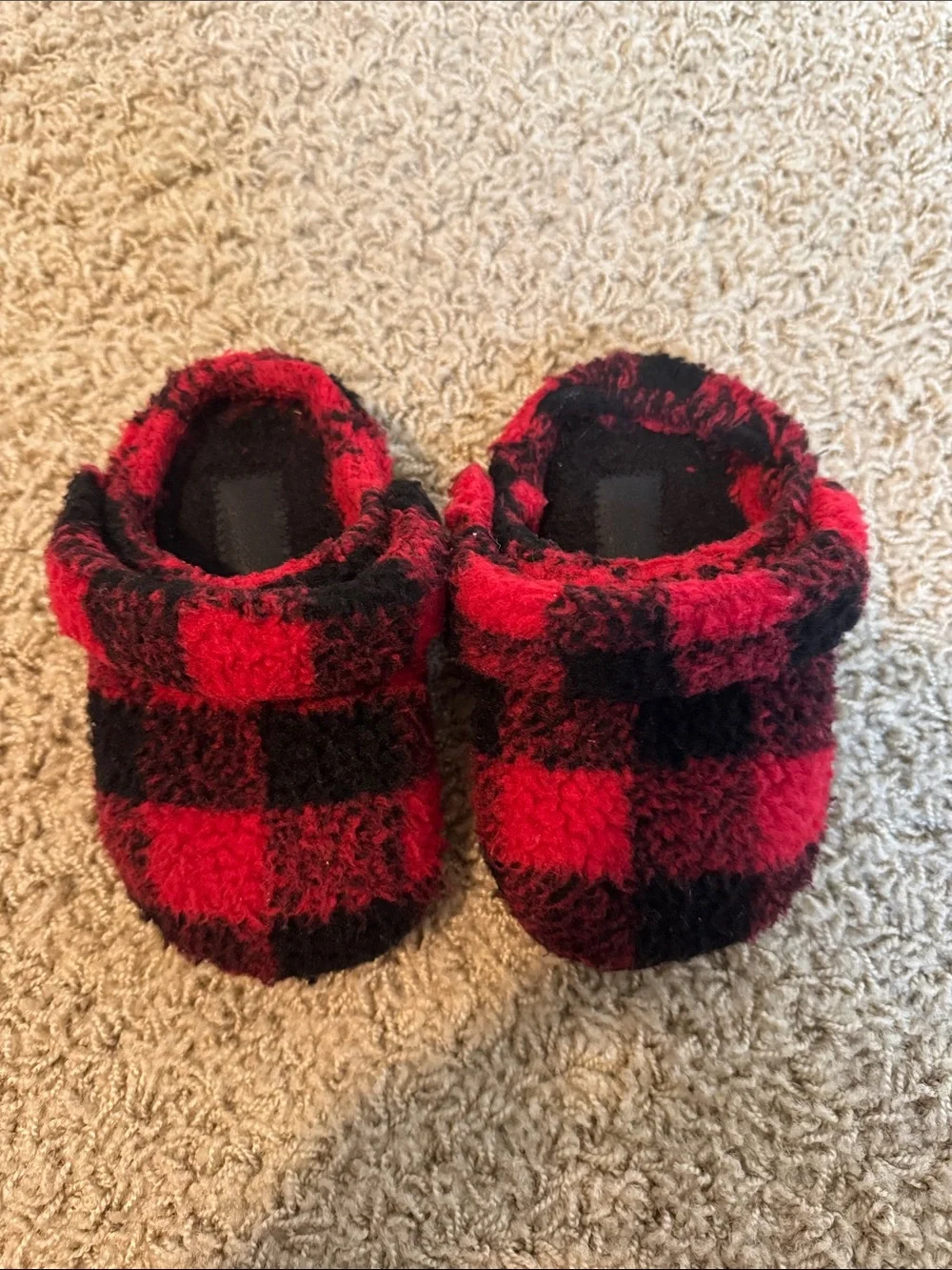 Crocs Red & Black Buffalo Plaid Fuzzy Slip-On Slippers